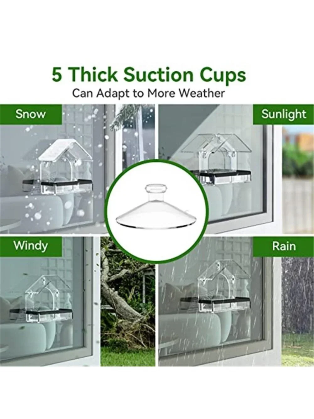New Clear Window Bird Feeder with 5 Extra Strong Suction Cups, DY-SKTY Sturdy